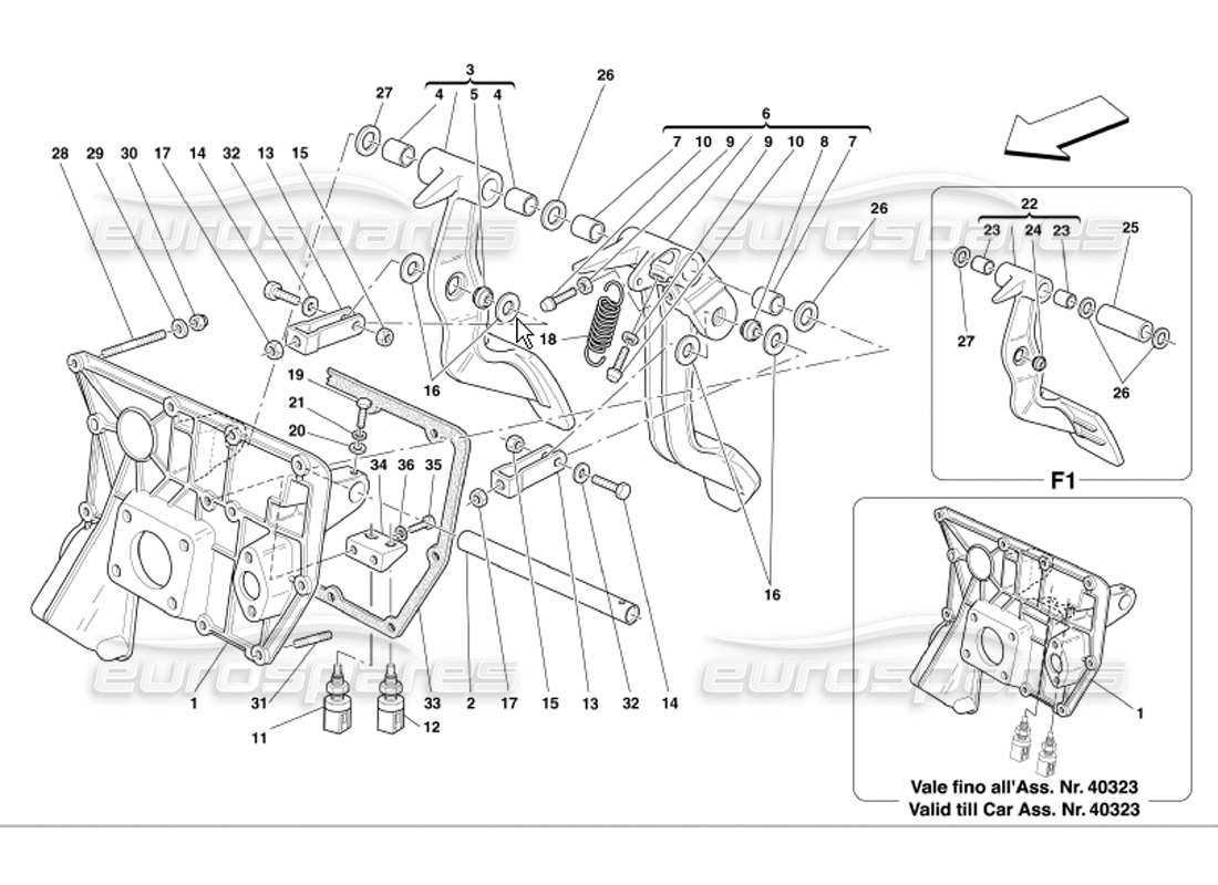 ferrari 360 modena pedals parts diagram