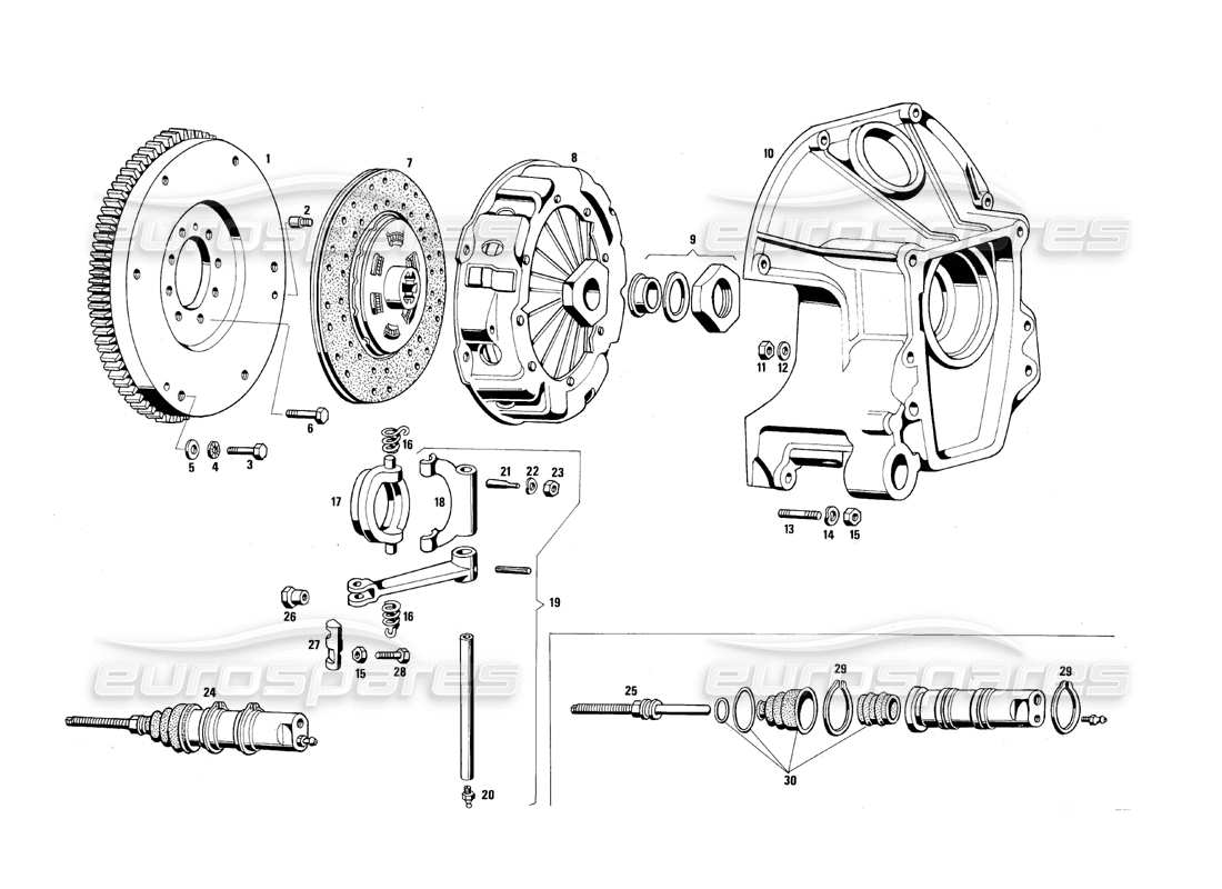 maserati qtp.v8 4.9 (s3) 1979 clutch parts diagram