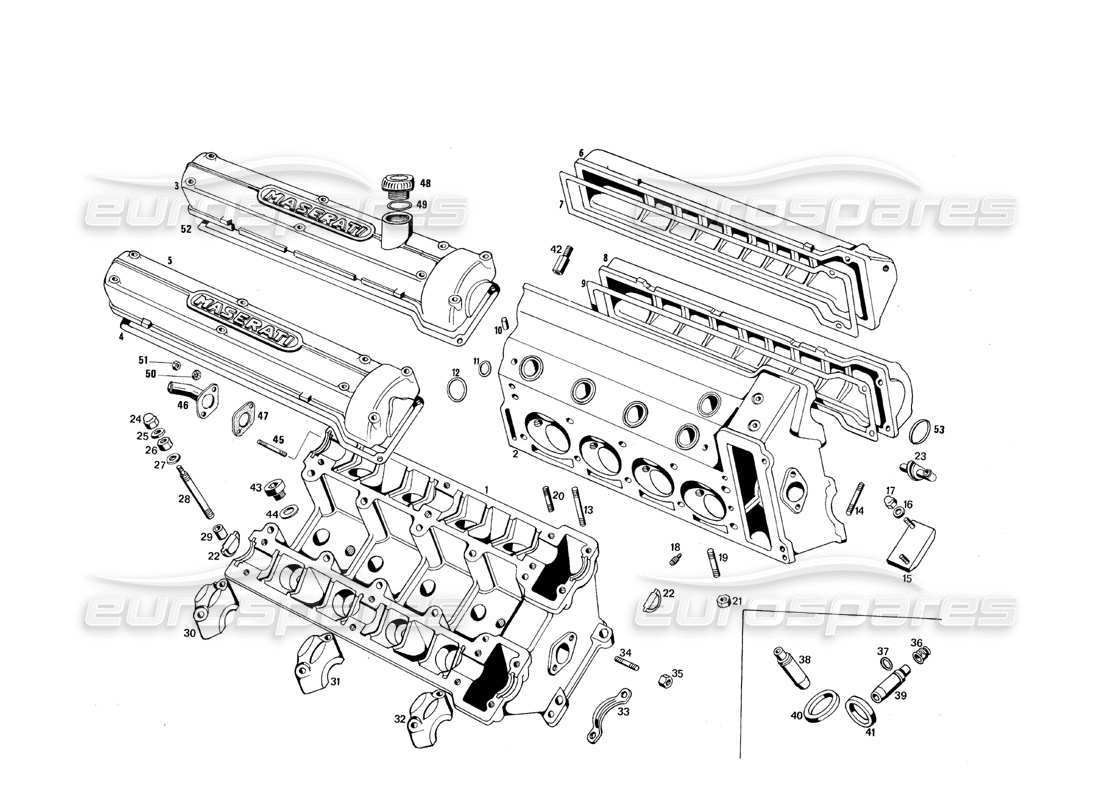 maserati qtp.v8 4.9 (s3) 1979 cylindar heads parts diagram