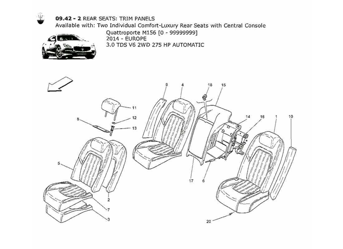 maserati qtp. v6 3.0 tds 275bhp 2014 rear seats: trim panels part diagram