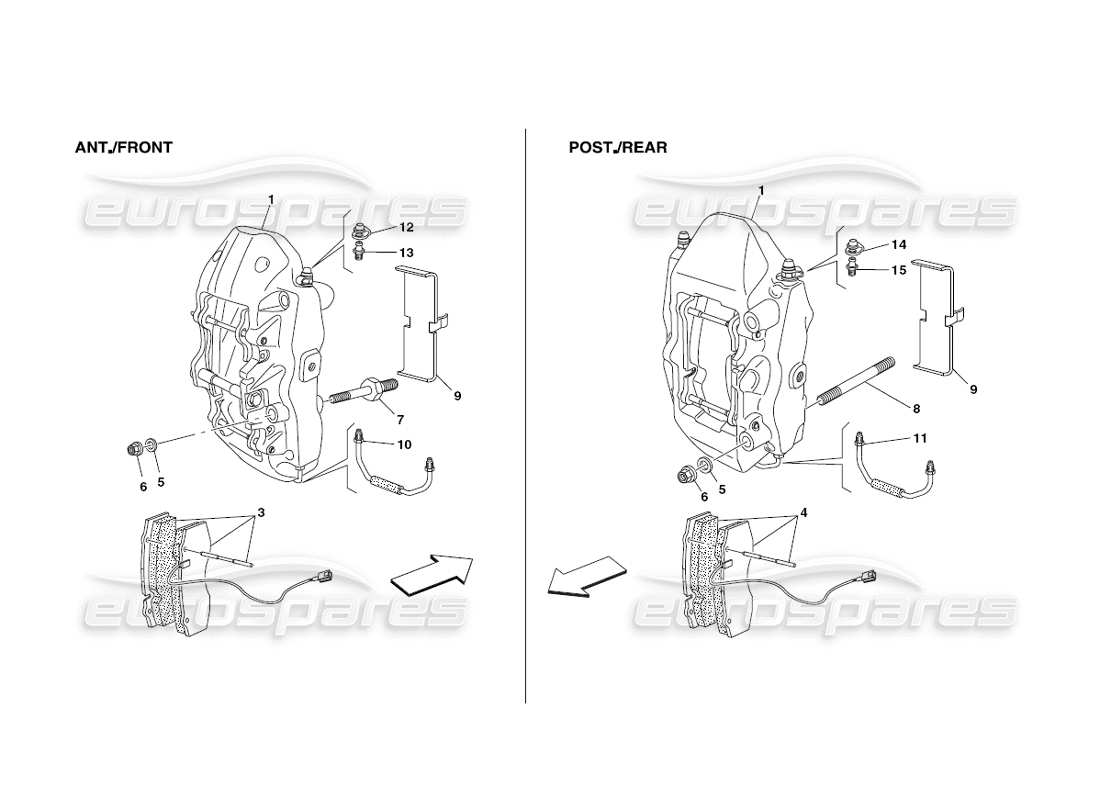 ferrari 430 challenge (2006) calipers for front and rear brakes parts diagram