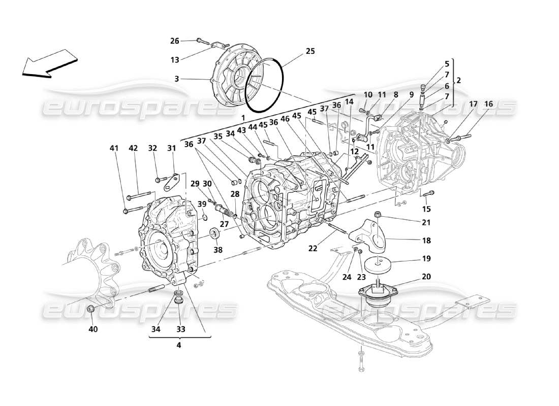 maserati qtp. (2003) 4.2 gears housing parts diagram