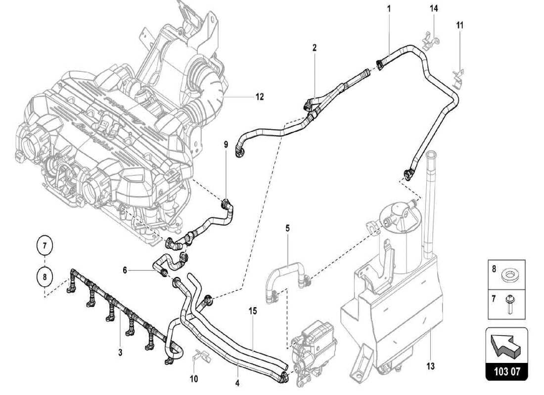 lamborghini centenario spider engine - ventilation for cylinder head cover parts diagram