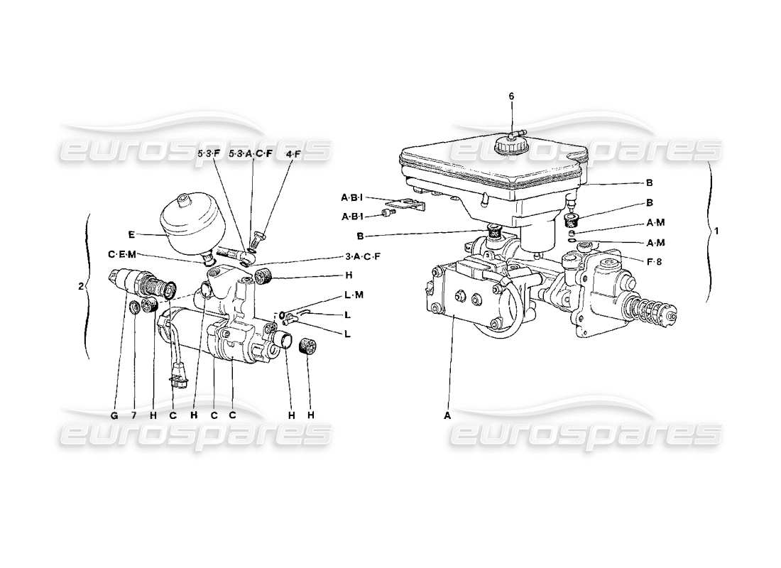 ferrari 208 turbo (1989) hydraulic system for antiskid parts diagram