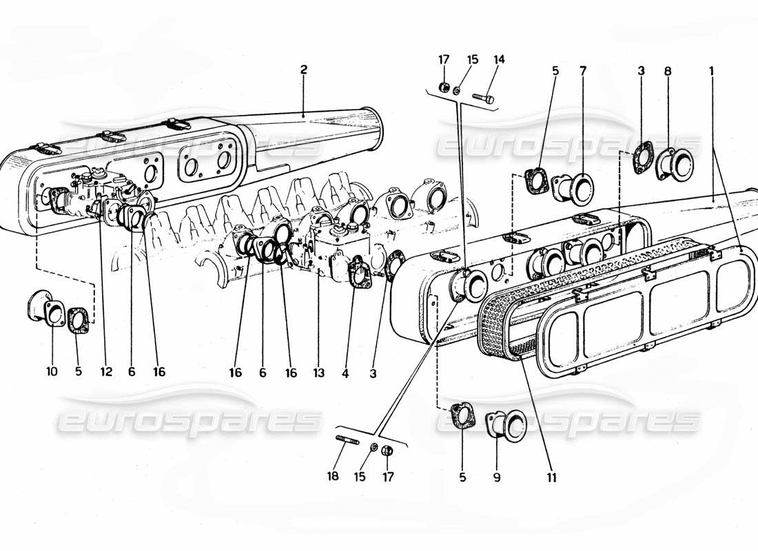 ferrari 365 gtc4 (mechanical) air filters part diagram