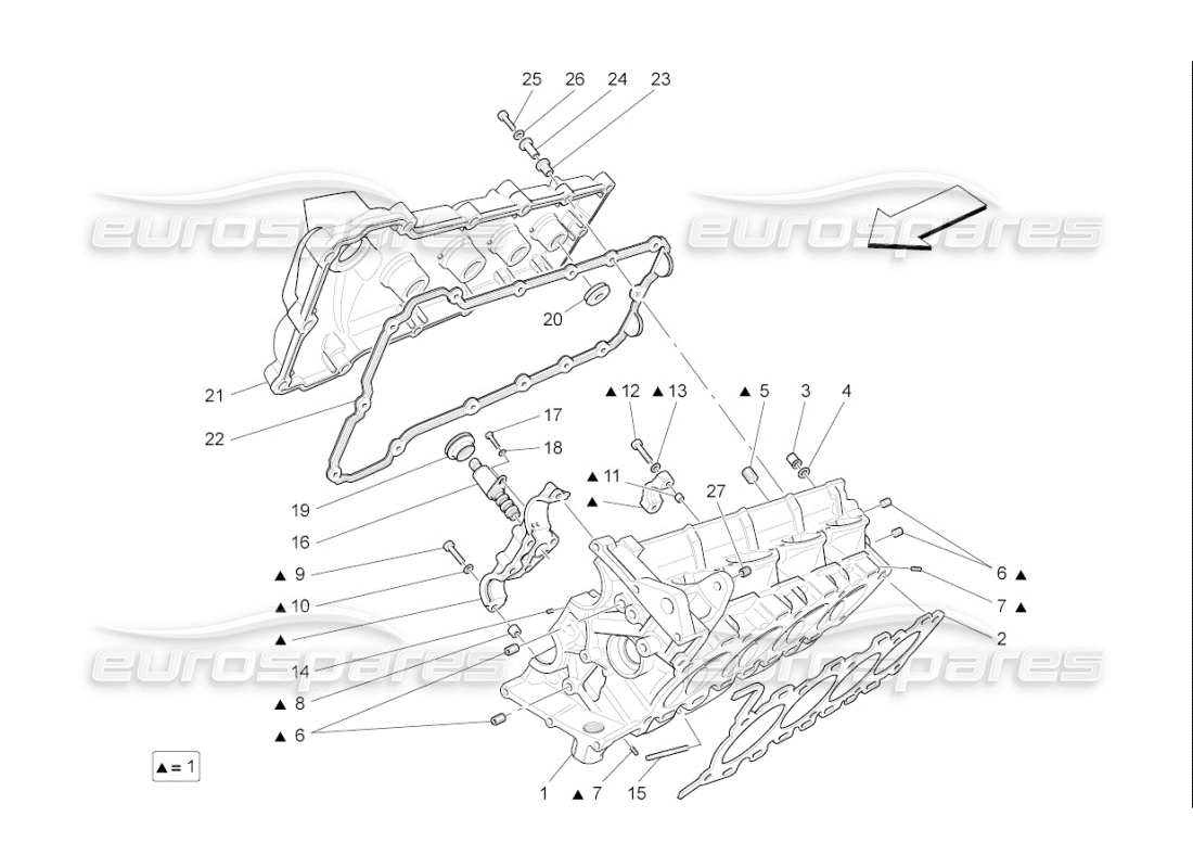 maserati qtp. (2008) 4.2 auto rh cylinder head parts diagram