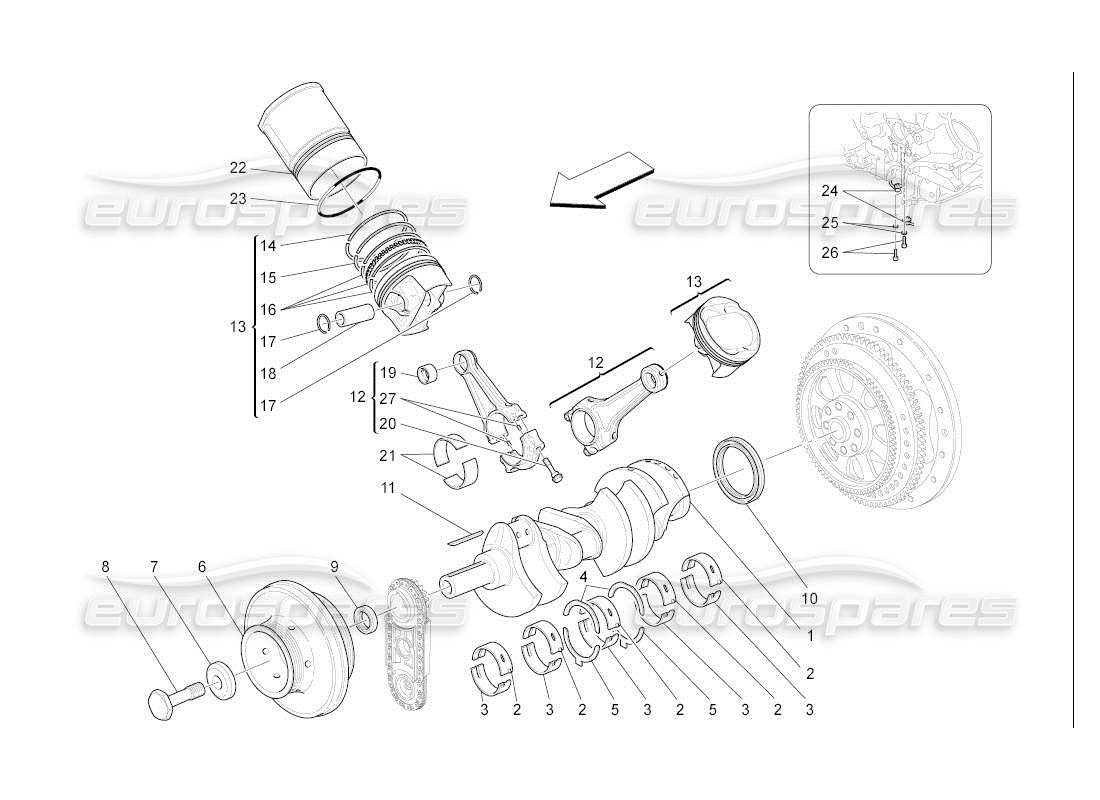 maserati qtp. (2007) 4.2 auto crank mechanism parts diagram