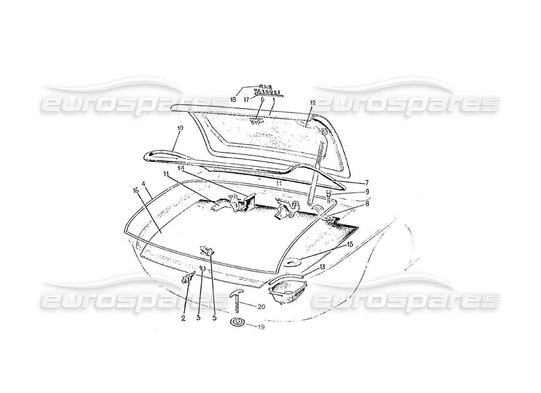 ferrari 275 (pininfarina coachwork) baule group parts diagram