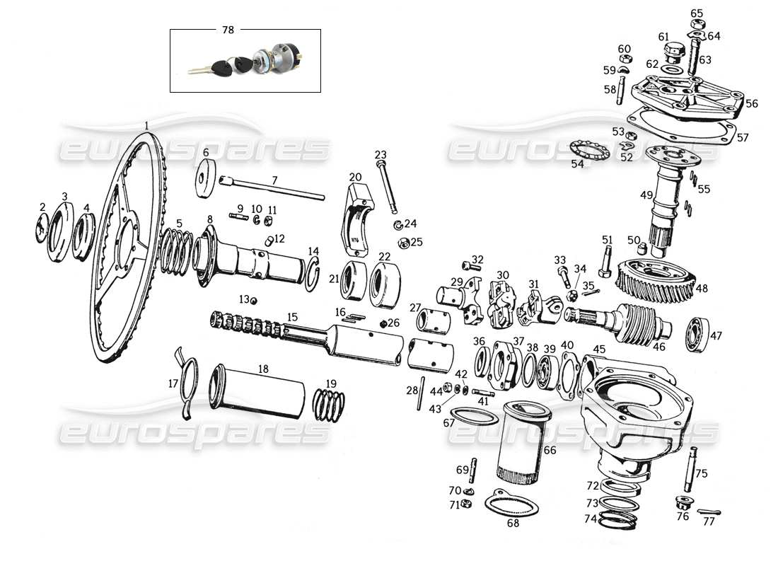 ferrari 250 gte (1957) steering gear part diagram