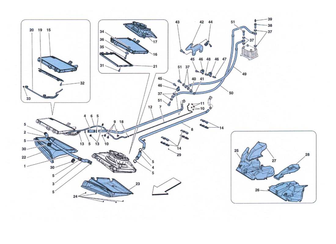 ferrari 458 challenge cooling - radiators and air conveyors parts diagram