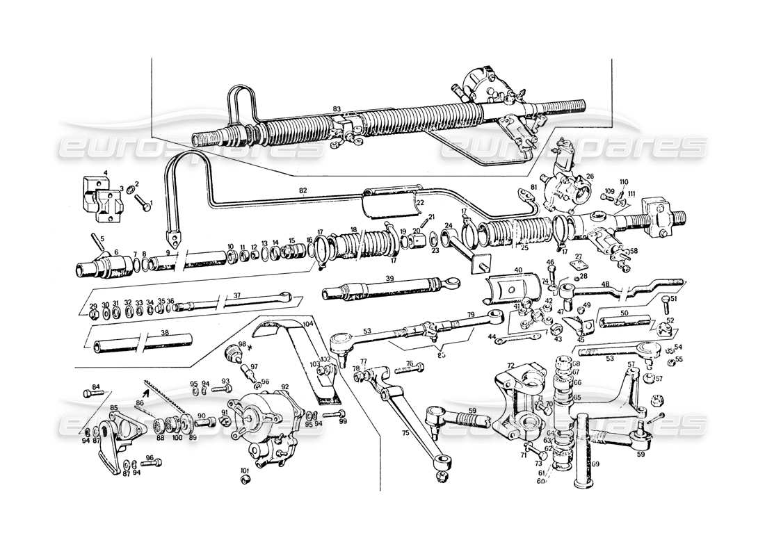 maserati khamsin tie rods parts diagram