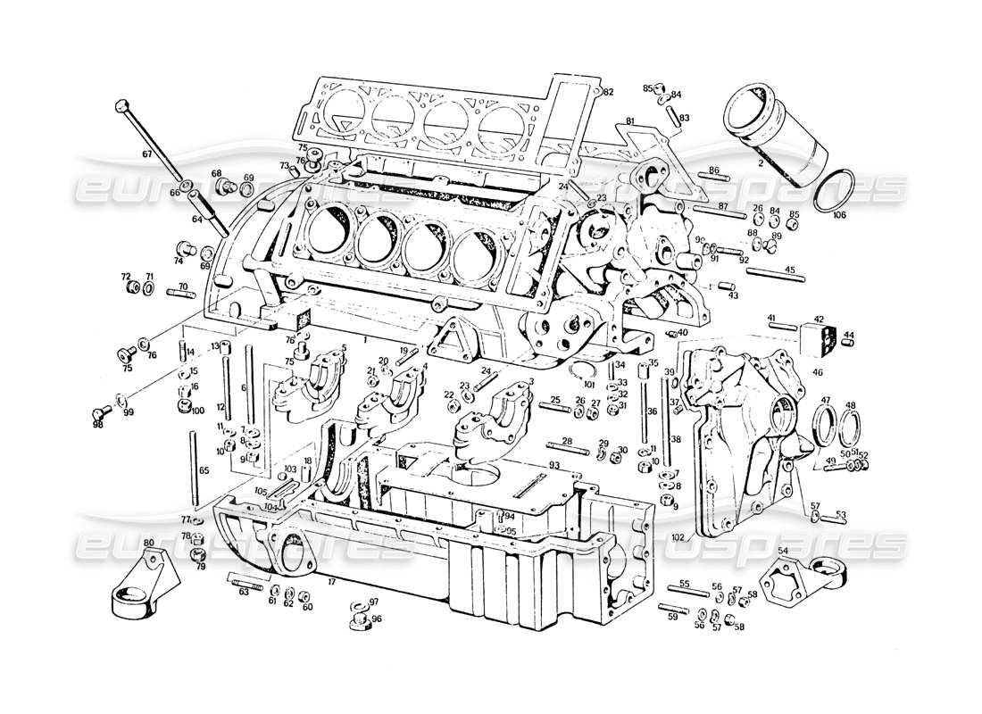maserati khamsin engine housing parts diagram