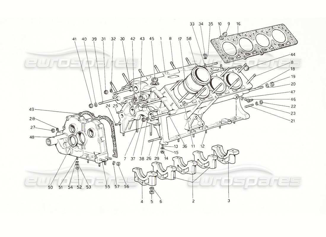 ferrari 308 gt4 dino (1976) crankcase part diagram