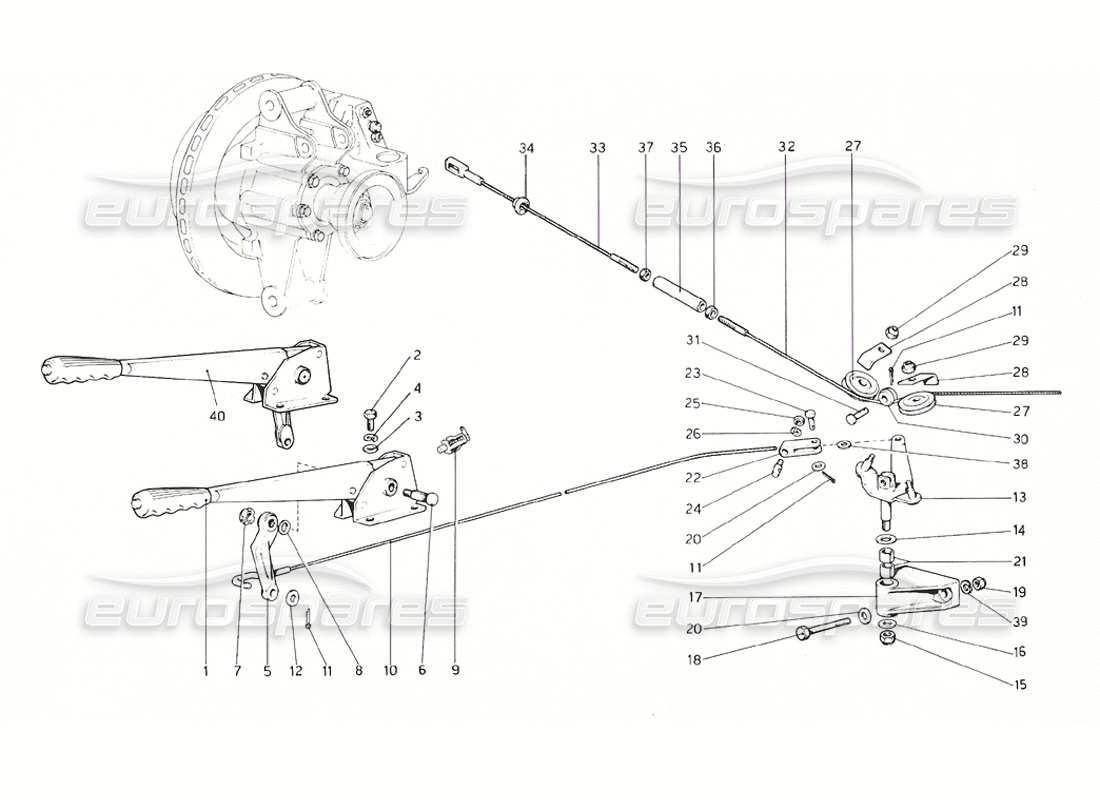 ferrari 308 gt4 dino (1976) hand-brake control part diagram