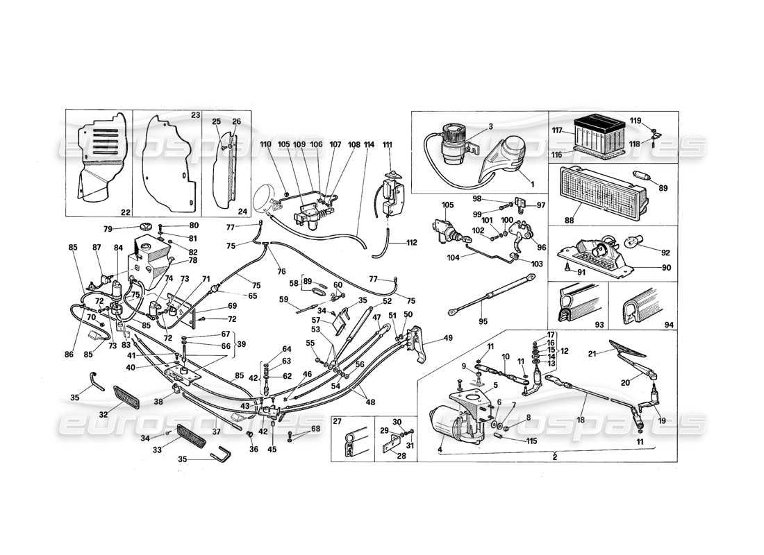 maserati qtp.v8 4.9 (s3) 1979 engine and trunk compartment parts diagram