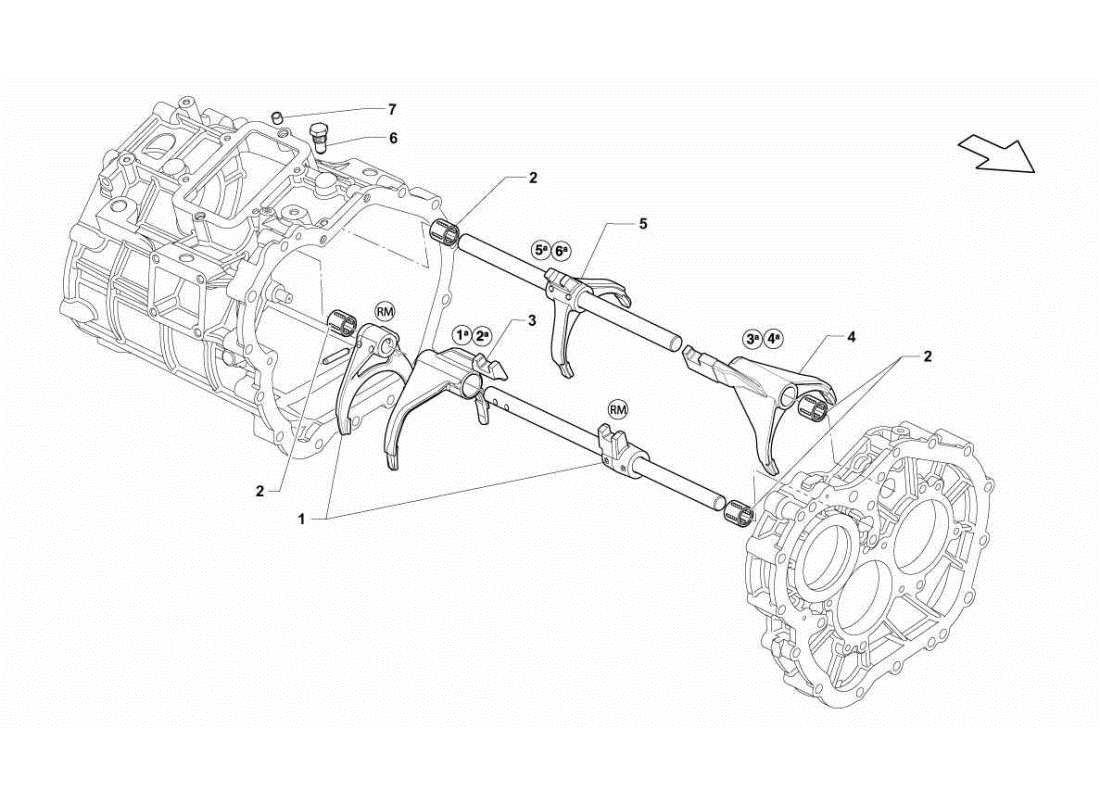 lamborghini gallardo sts ii sc gearbox shifting rods and forks parts diagram