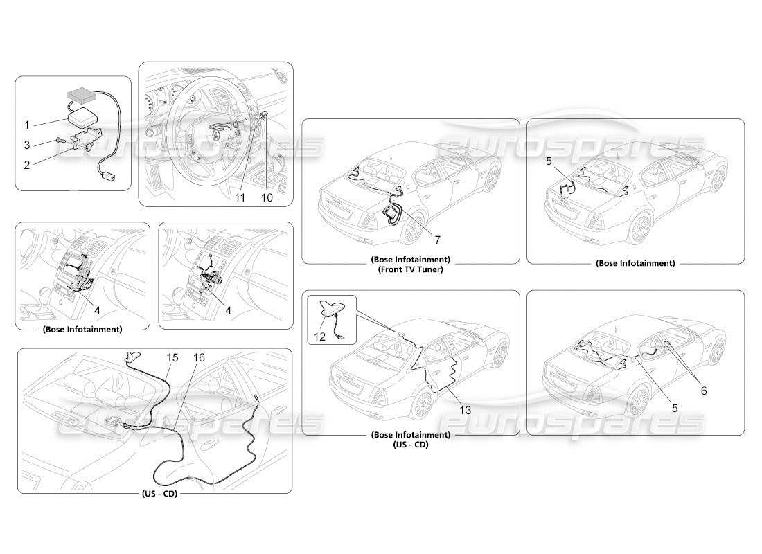 maserati qtp. (2011) 4.7 auto reception and connection system part diagram