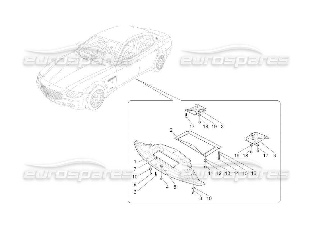 maserati qtp. (2011) 4.7 auto underbody and underfloor guards part diagram
