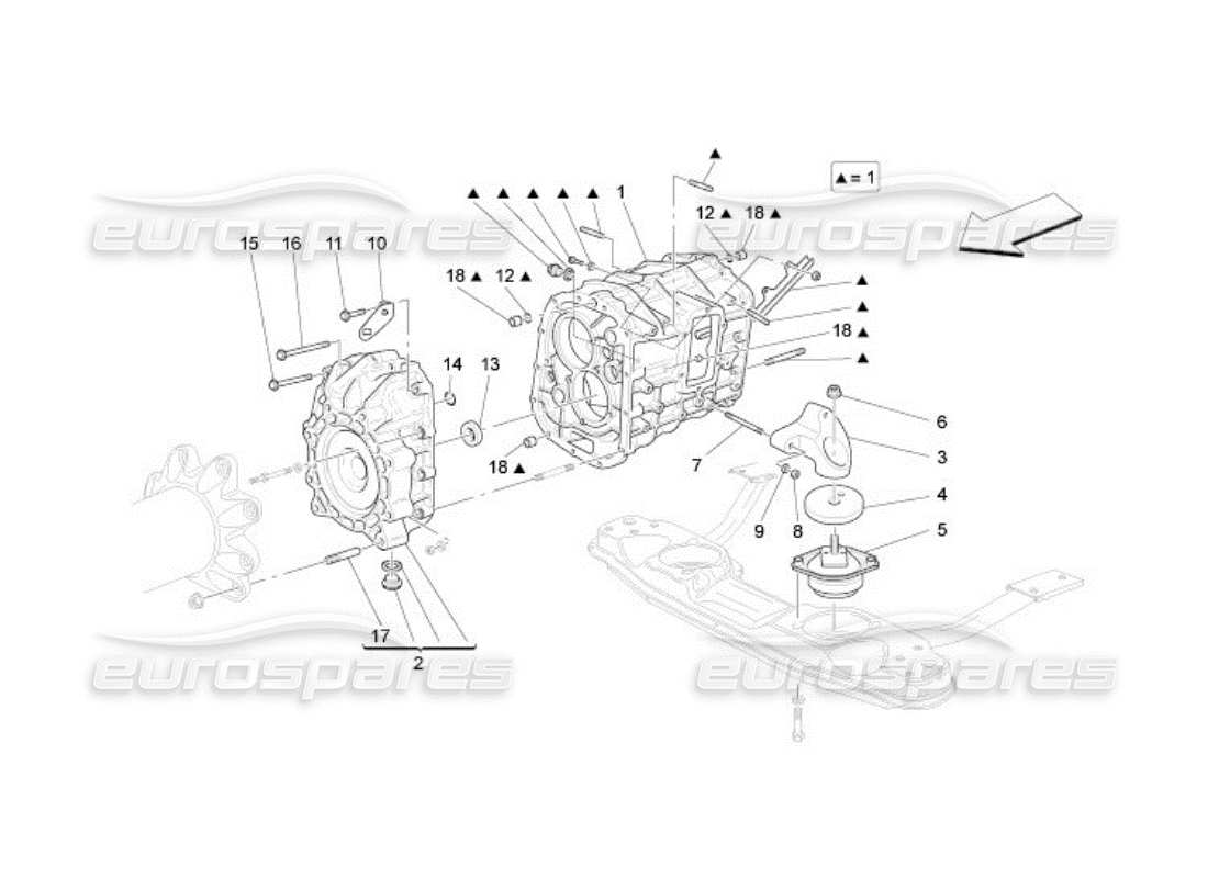 maserati qtp. (2005) 4.2 gearbox housings parts diagram