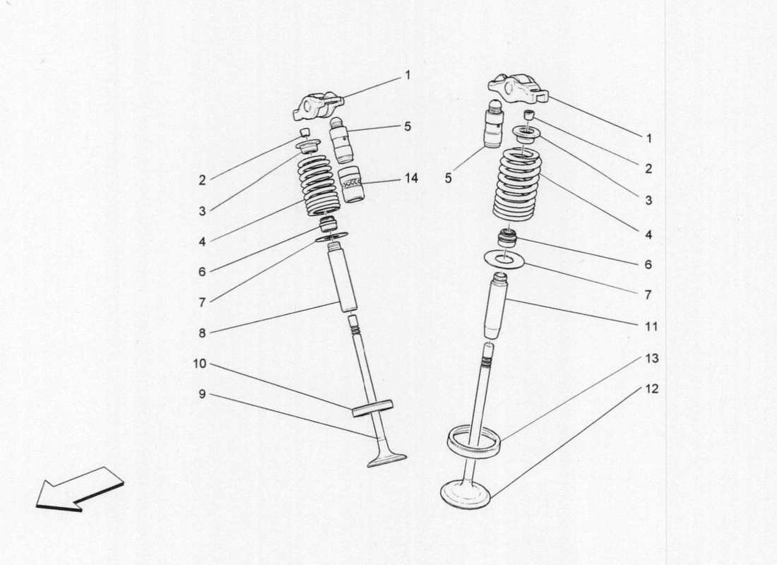 maserati qtp. v6 3.0 bt 410bhp 2015 valves parts diagram