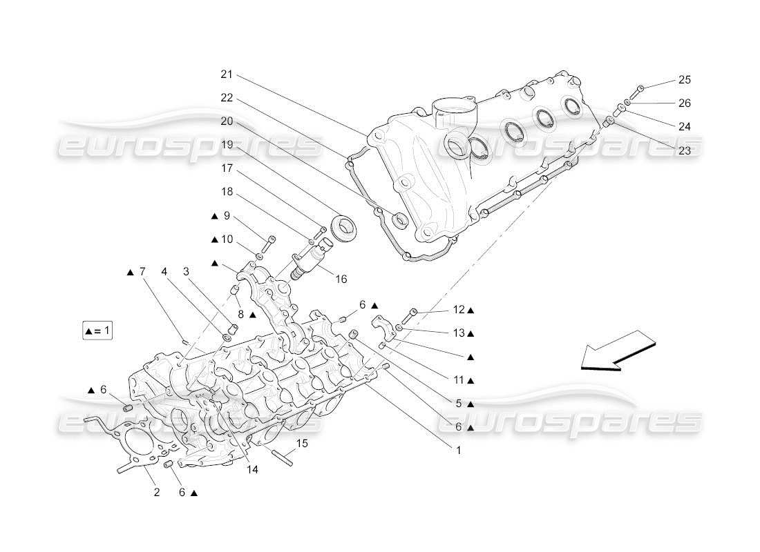 maserati qtp. (2011) 4.2 auto lh cylinder head parts diagram