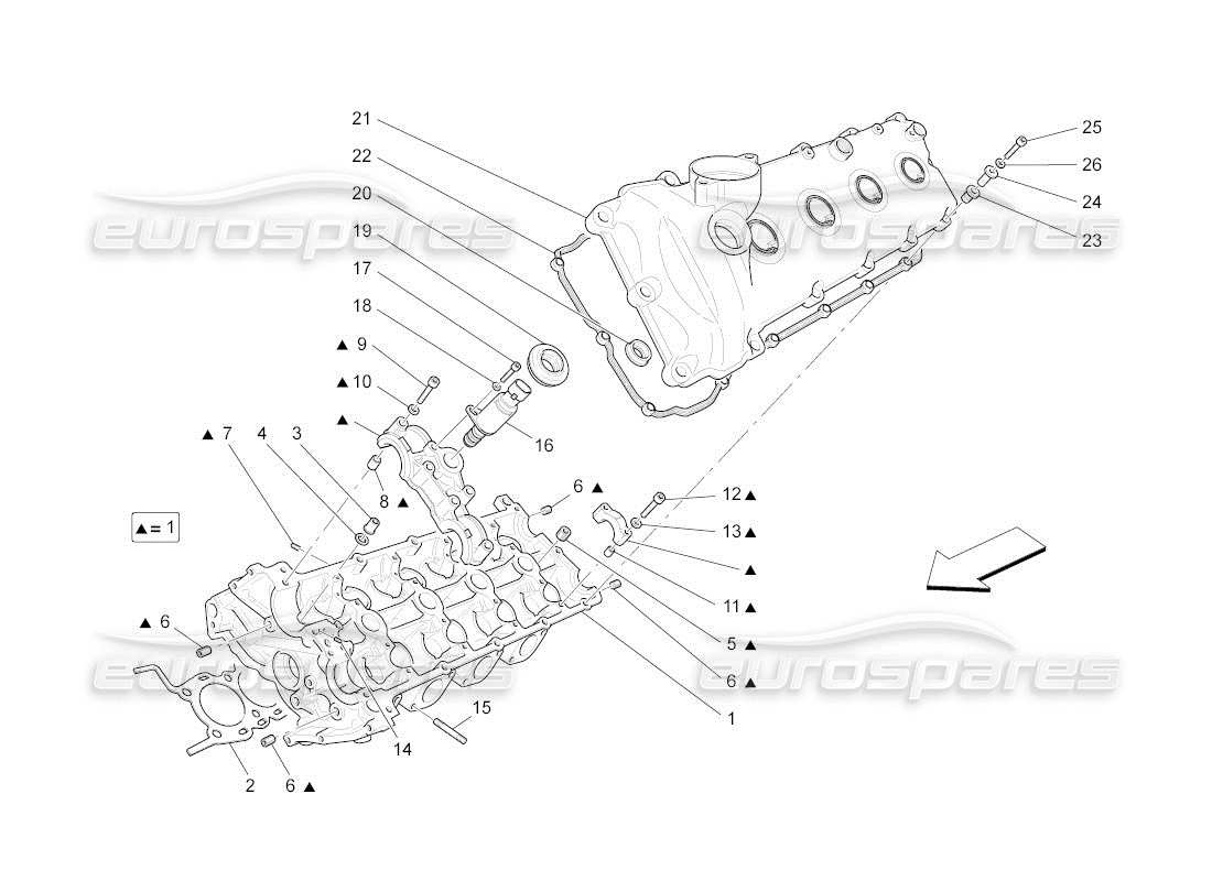 maserati qtp. (2010) 4.2 auto lh cylinder head parts diagram
