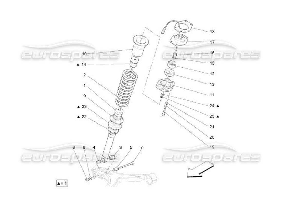 maserati qtp. (2005) 4.2 front shock absorber devices part diagram