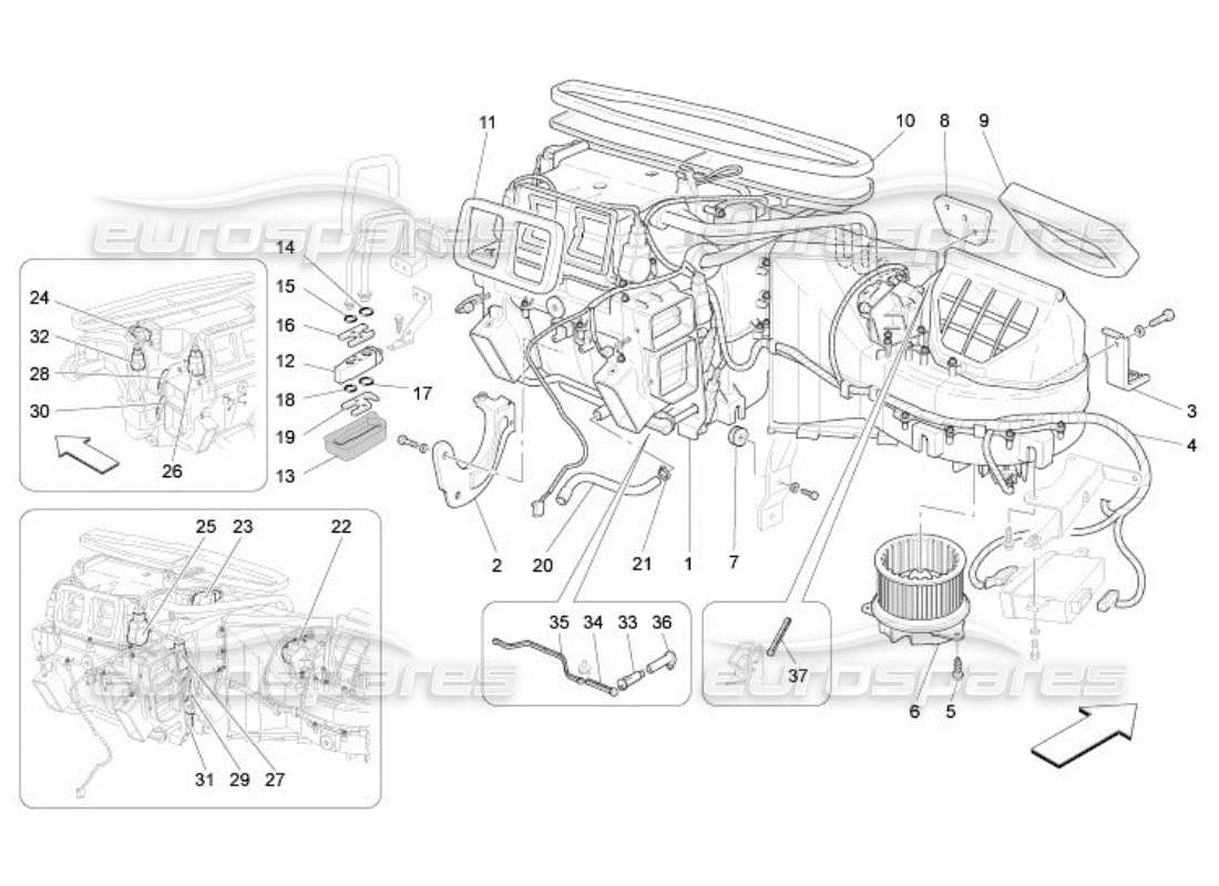 maserati qtp. (2005) 4.2 a c unit: dashboard devices part diagram