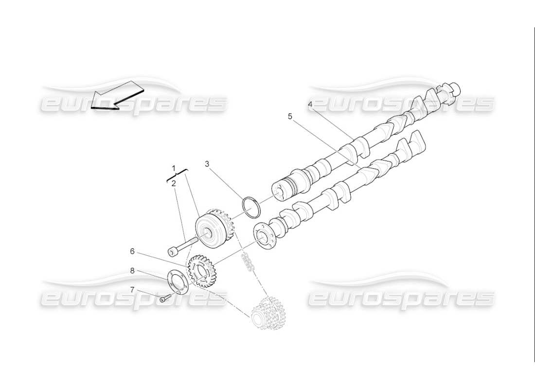maserati qtp. (2009) 4.2 auto rh cylinder head camshafts parts diagram