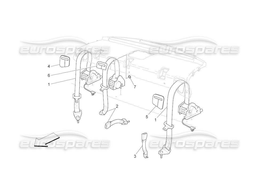 maserati qtp. (2010) 4.2 auto rear seat belts part diagram