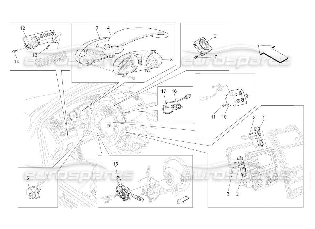 maserati qtp. (2010) 4.2 auto dashboard devices part diagram