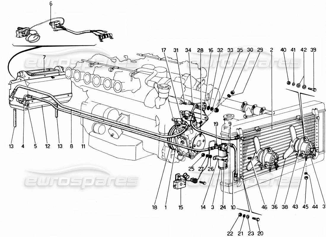ferrari 365 gtc4 (mechanical) air condition system parts diagram