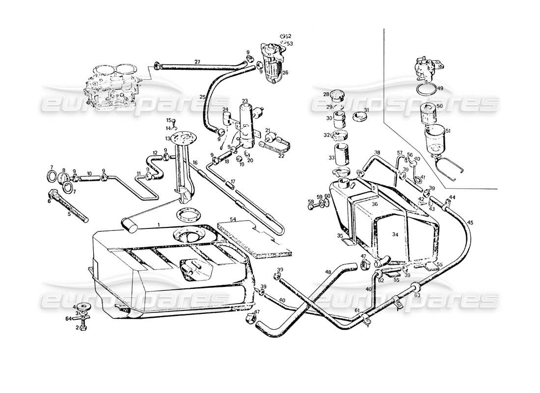 maserati khamsin fuel tank and pump parts diagram