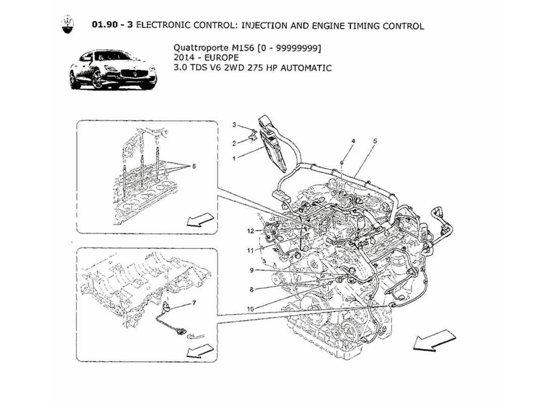 maserati qtp. v6 3.0 tds 275bhp 2014 electronic control: injection and engine timing control part diagram