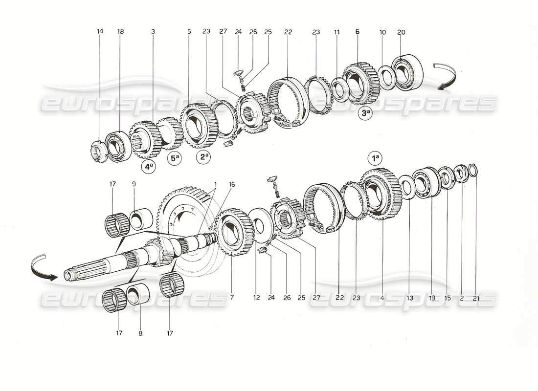 ferrari 308 gt4 dino (1976) lay shaft gears part diagram