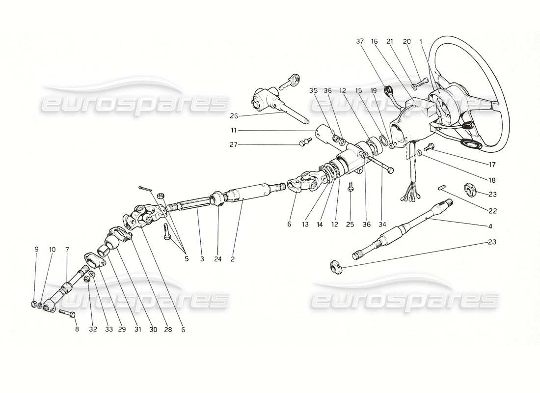 ferrari 308 gt4 dino (1976) steering column part diagram