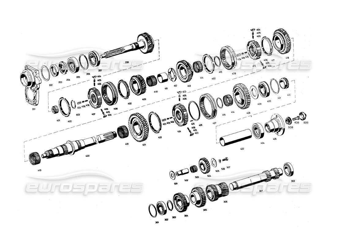 maserati qtp.v8 4.9 (s3) 1979 transmission gear parts diagram