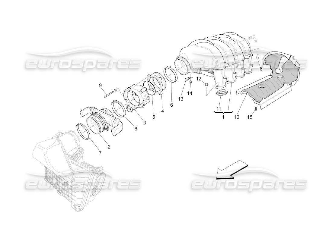 maserati qtp. (2010) 4.2 auto intake manifold and throttle body part diagram