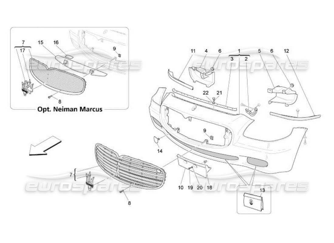 maserati qtp. (2005) 4.2 front bumper part diagram