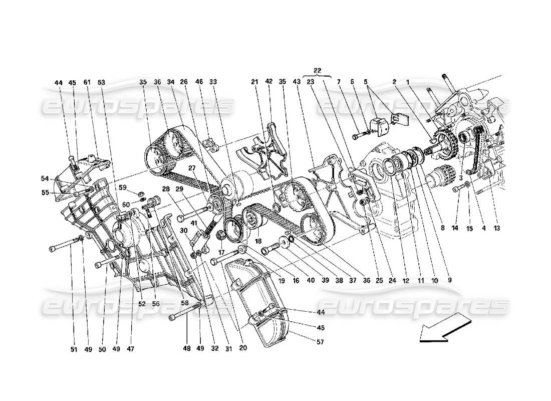 ferrari 348 (2.7 motronic) timing - controls part diagram