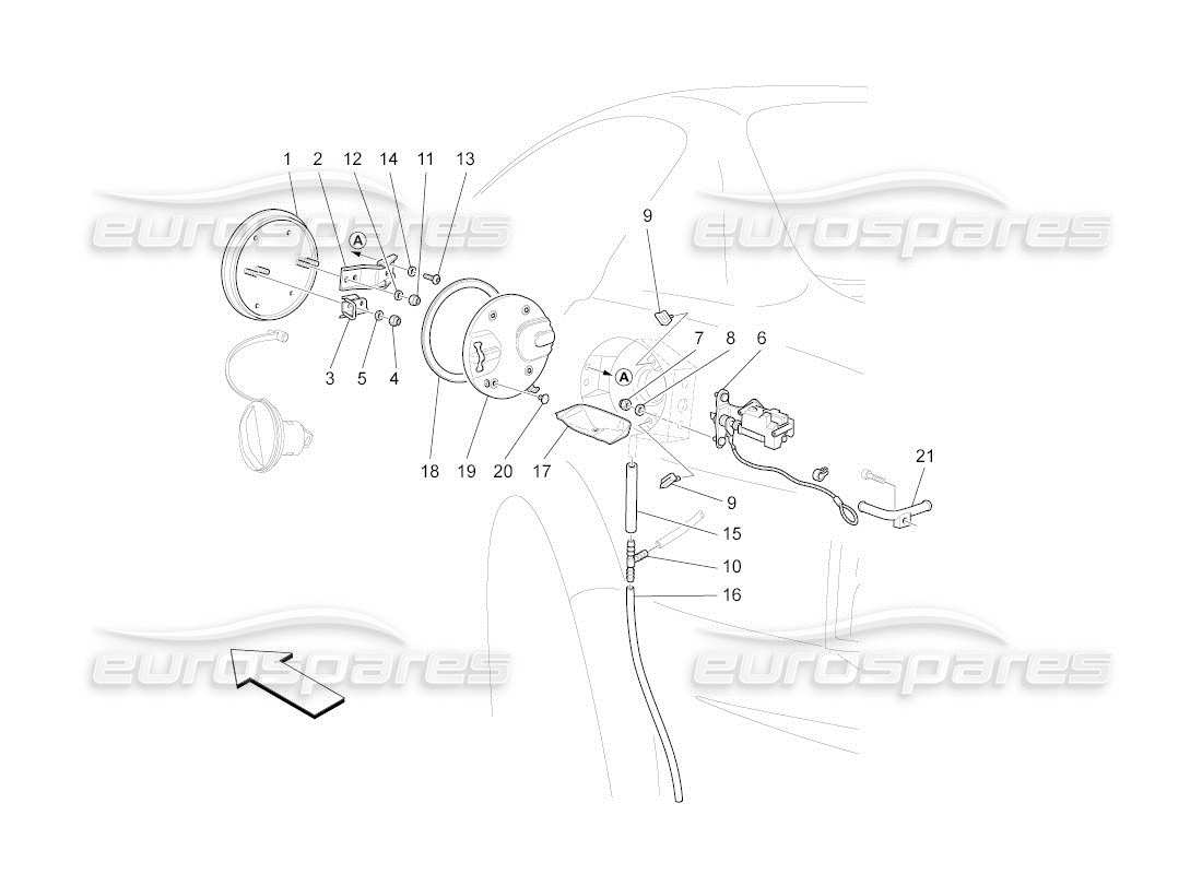 maserati qtp. (2011) 4.7 auto fuel tank door and controls part diagram