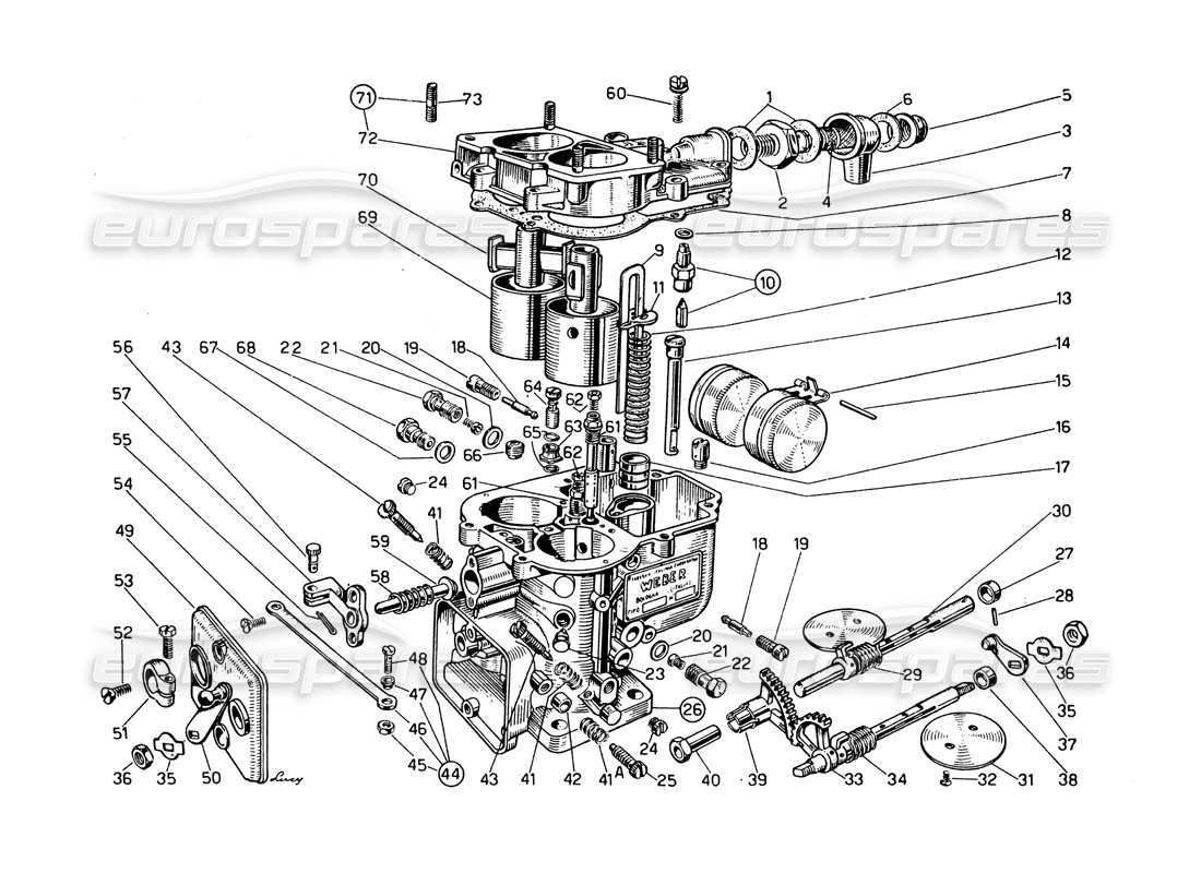 ferrari 275 gtb/gts 2 cam carburettors weber 40 dcz-6 part diagram