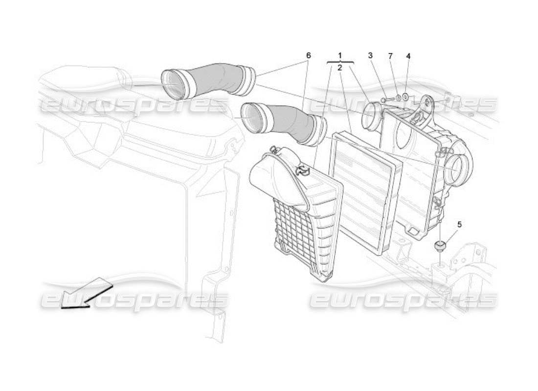 maserati qtp. (2005) 4.2 air filter, air intake and ducts parts diagram