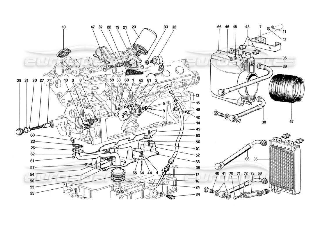 ferrari 328 (1985) lubrication system parts diagram