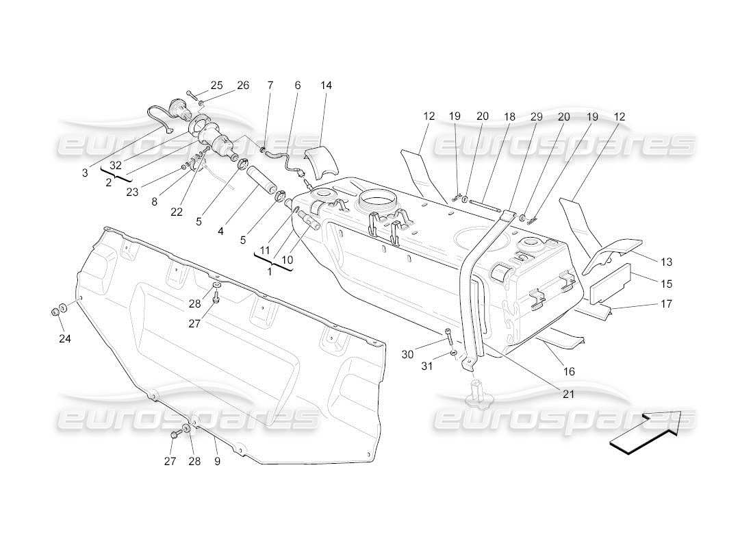 maserati qtp. (2011) 4.7 auto fuel tank part diagram