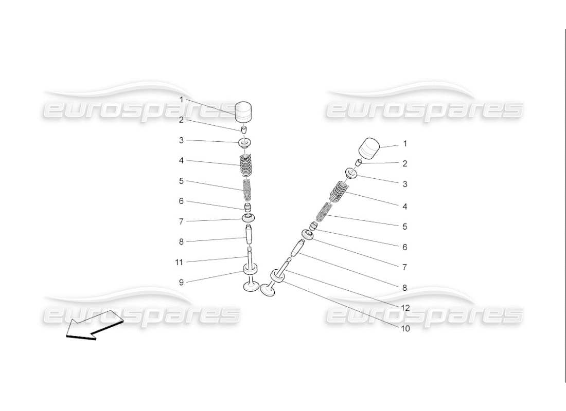 maserati qtp. (2007) 4.2 f1 valves parts diagram