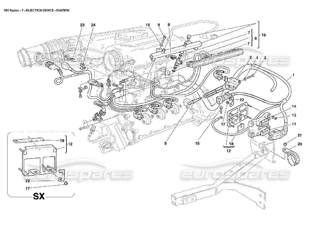 ferrari 360 spider injection device - ignition parts diagram