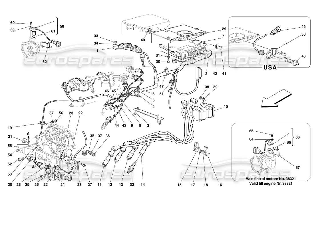 ferrari 355 (2.7 motronic) injection device - ignition parts diagram