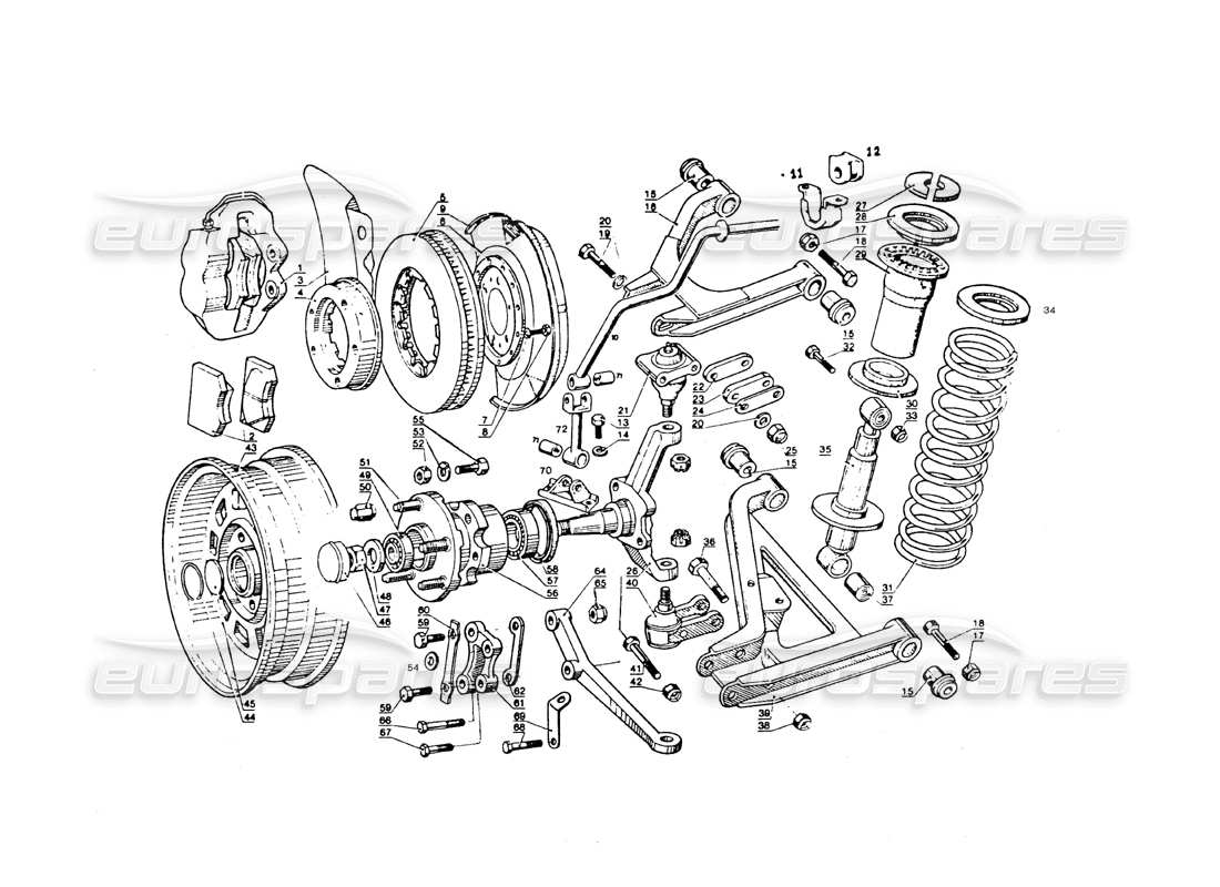 maserati qtp.v8 4.9 (s3) 1979 front suspension parts diagram