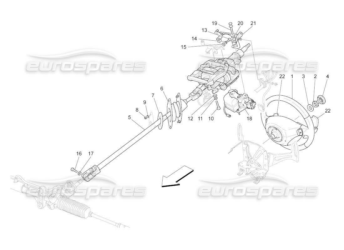 maserati qtp. (2011) 4.7 auto steering column and steering wheel unit part diagram